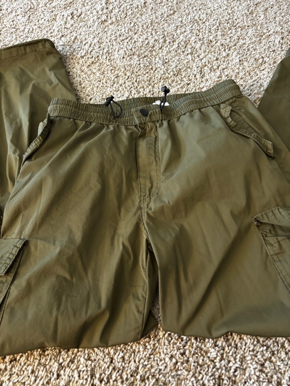 Olive Green Drawstring Cargo Joggers for Women Size Medium
